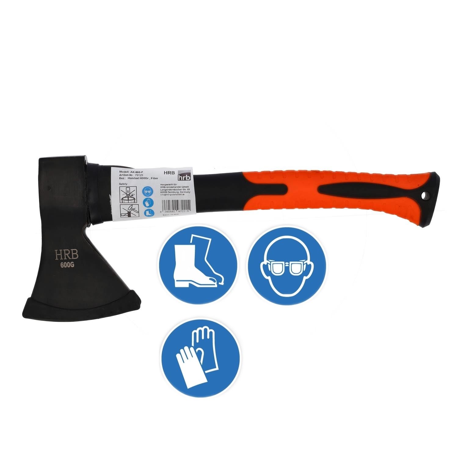 HRB Axt-Set, 3 teilig, Spaltaxt 3000 g, Beil 600g Plus 1250g Spaltaxt, ideal für die Holzspaltung mit Fiberglasgriff