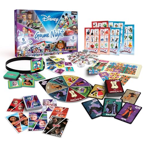Disney Game Night: 10-in-1 Kids & Family Board Game Collection, Board Games suitable for Ages 6+, Beloved Disney Characters, Princesses, Heros & Villians, Fun Gameplay for the Whole Family