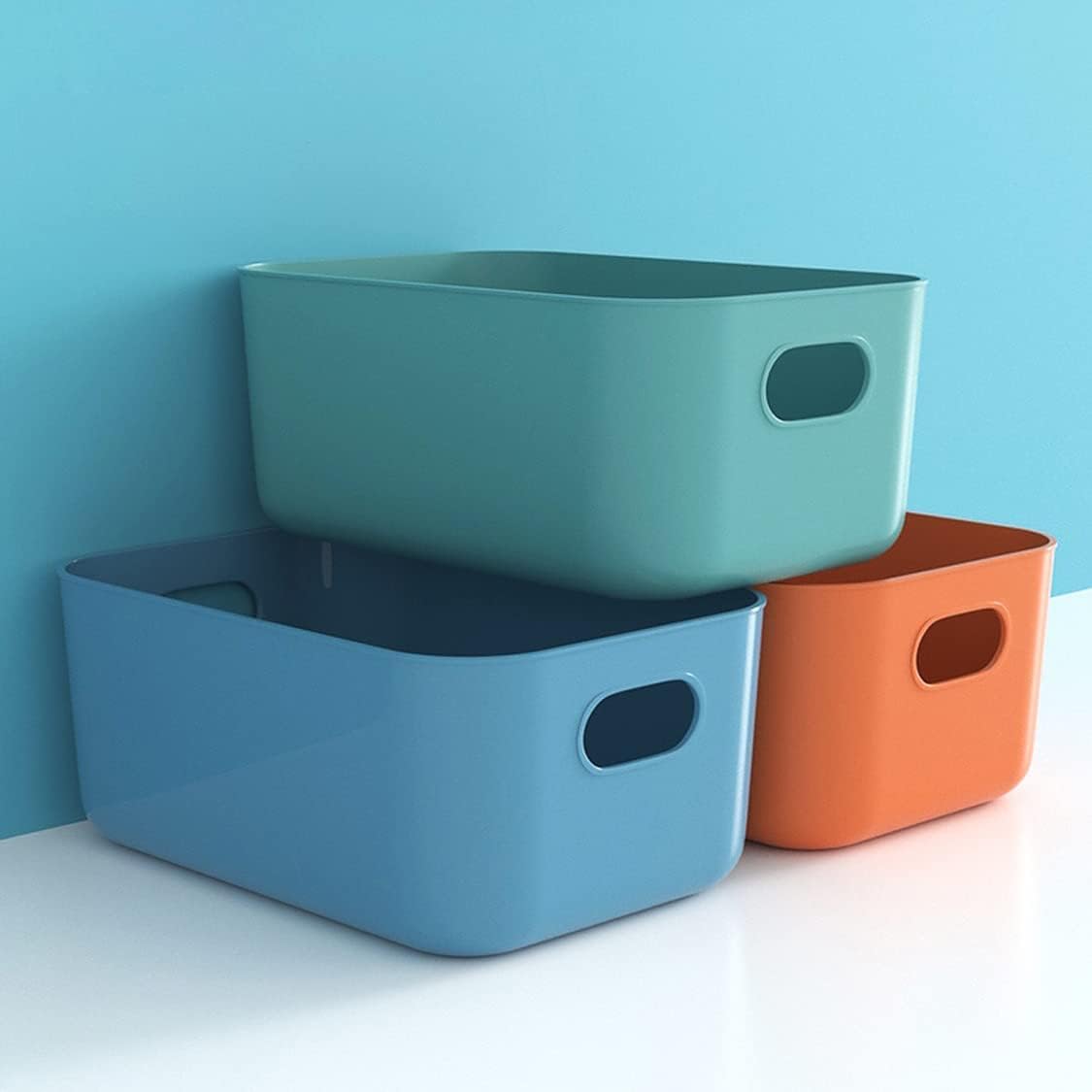 3 Pieces Plastic Storage Basket Multipurpose Colorful for Kitchen & Home Organiser Box for Wardrobe, Fruits Vegetables, Toys, Stationary items-image-26
