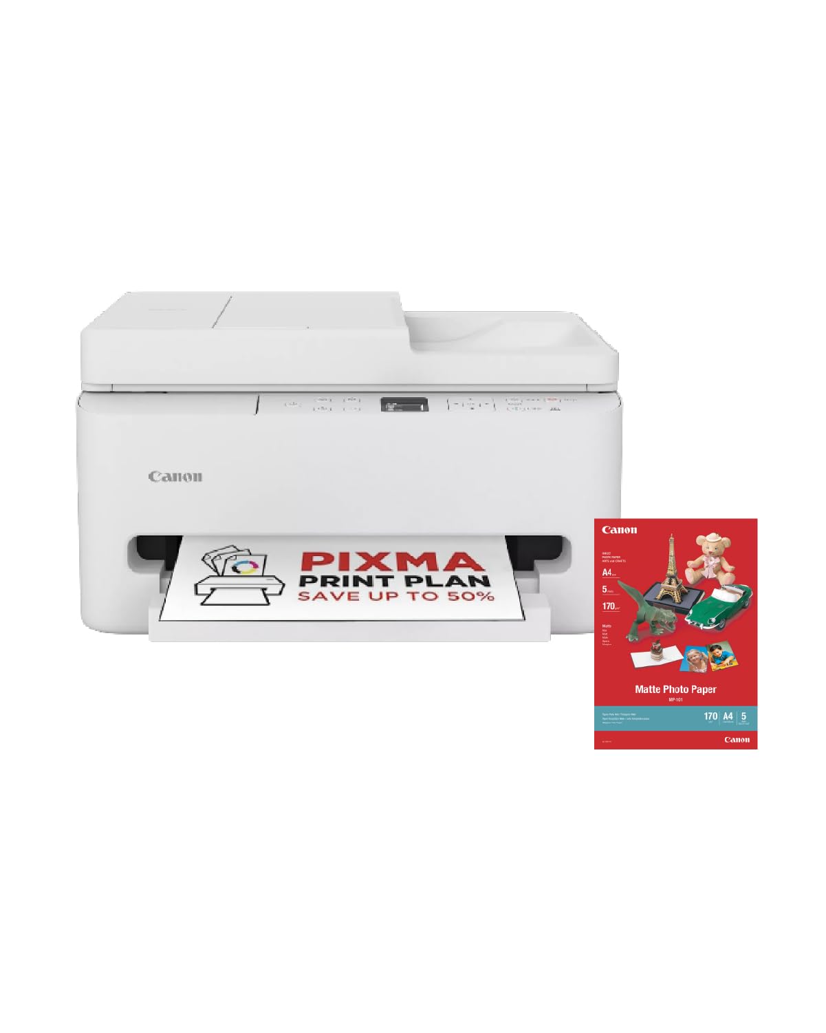 Canon PIXMA TS7550I - WLAN-Multifunktionsdrucker mit ADF, Papierkassette und Frontbedienung | Kabelloses Drucken vom Smartphone leicht gemacht - Enthält MP-101 A4-Fotopapier, 5 Blatt