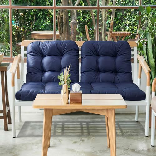Aegisun Wicker Chair Cushions of 3 Pieces, Waterproof Cushions for Patio Furniture, Tufted Wicker Outdoor Furniture Cushions, 1 Patio Loveseat Cushion and 2 U-Shaped Cushions, 44"x19"x5", Navy Blue - image 8