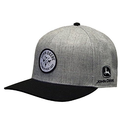 John Deere Brand Grey High Profile w/Suiting Fabric Snapback Hat - 13080465BK, Grey