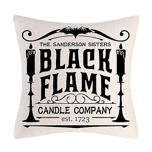 Image of PSDWETS Halloween Decor Throw Pillow Covers Set of 4 Halloween Decorations Hocus Pocus Farmhouse Saying Fall Pillow Covers 18 x 18 Inches for Home Couch
