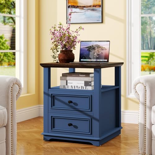 Vipbear Farmhouse Nightstand with Charging Station 18