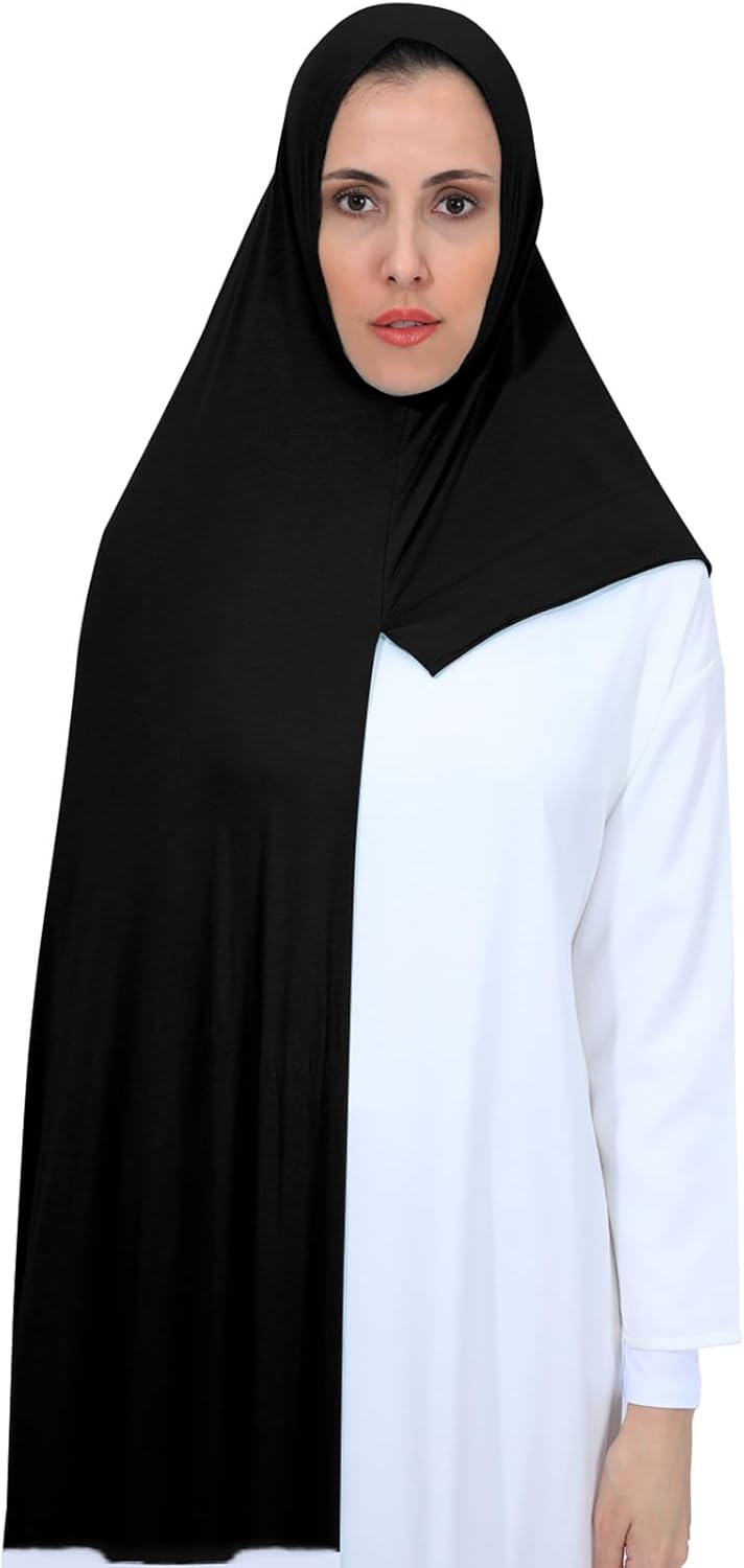Instant Jersey Hijab Scarf for Women, Pre-sewn Non-See Through Cotton Hijabs Muslim Head Scarfs