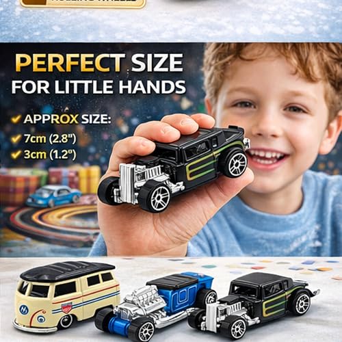 Image of PLUSPOINT Vintage Diecast Metal Cars 6Pcs Alloy Model Vehicles Toy Car Play Set for Boys Die-Cast Toy Vehicle Racing for Kids Birthday Decorations Gift and Model Collectors, Cake Toppers