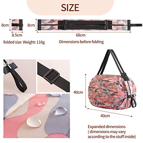 Large tote bag Foldable Beach Bag Weekender Bag for women Travel Shopping Bags Grocery Bags Travel Duffel Bag Ripstop Waterproof Nylon Reusable Shopping Bags Machine Washable Gift(Pink camouflage)