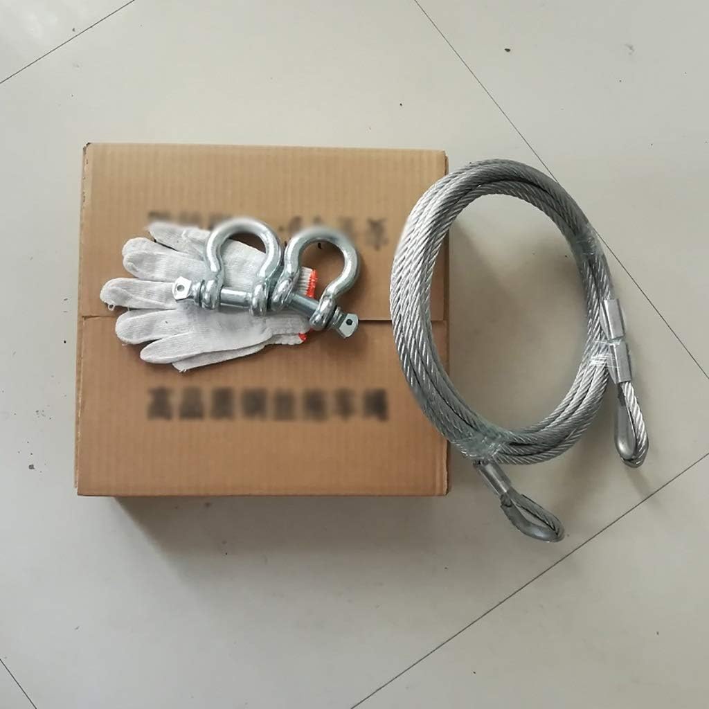 牽引ロープ 8メートル10トンワイヤーロープ牽引ロープ二つの金属フック、防水、防湿付き