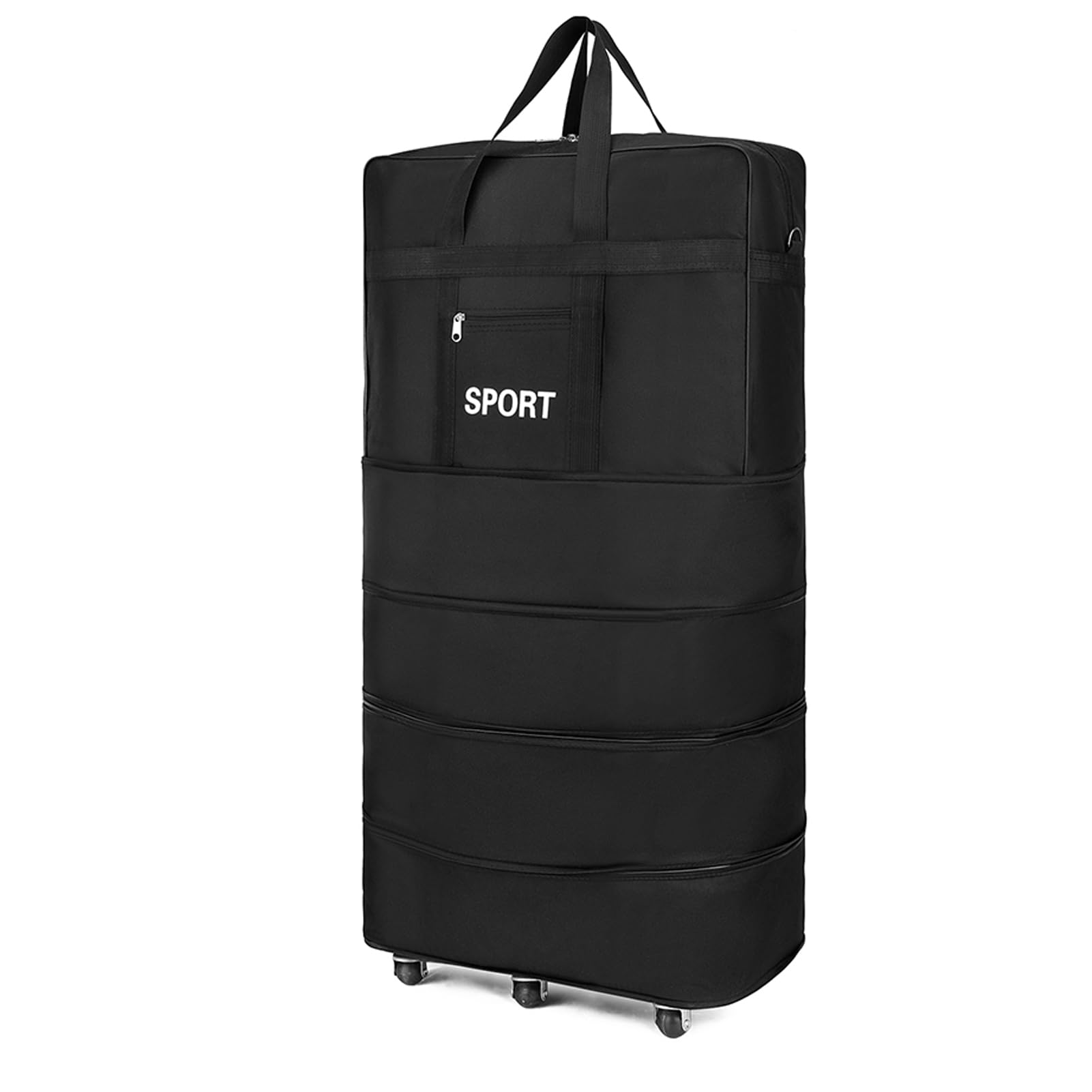 HUIOP Bolsa de maleta expandible plegable con ruedas para viajes, negocios, bolsa de maleta, Black, 31inch
