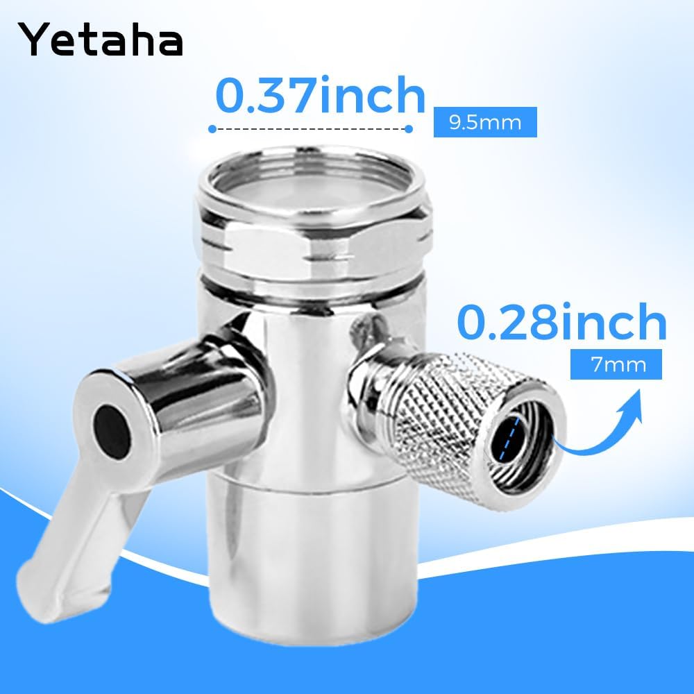 Yetaha 3/8" Faucet Diverter Valve, Kitchen Bathroom Faucet Splitter Adapter for Tubing Replacement Part, Bathroom Vanity Metal Sink Connector, Single Handle
