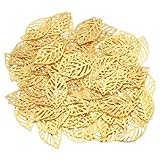 Ymapinc Filigree Metal Embellishments, 100pcs Gold Leaf Charms, Gold Charms for Jewelry Making, Metal Leaves Craft Charm, Leaf Pendants for Crafts, DIY Jewelry/Wedding/Party Decor