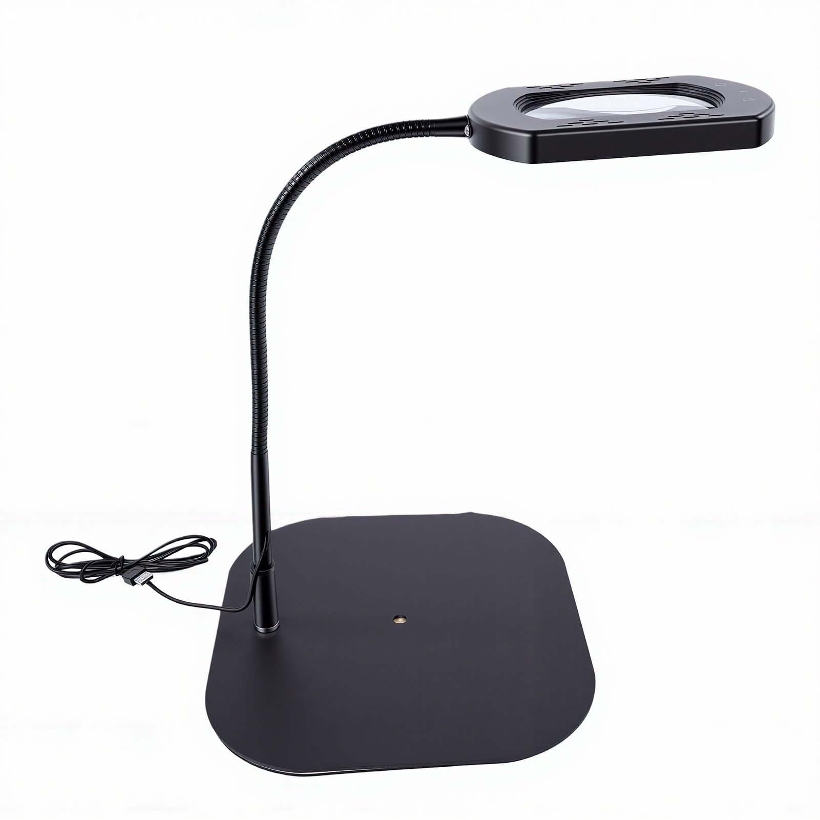 Luocute Lámpara de Aumento 10X con Cuello de Cisne Flexible, Luz LED, 5 Modos de Color y 3 Niveles de Brillo Lupa Iluminada para Lectura, Manualidades, Costura, Fabricación de Joyas