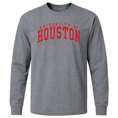 Barnesmith University of Houston UH Cougars Long Sleeve Adult Unisex T-Shirt, Classic, Charcoal Grey, Large