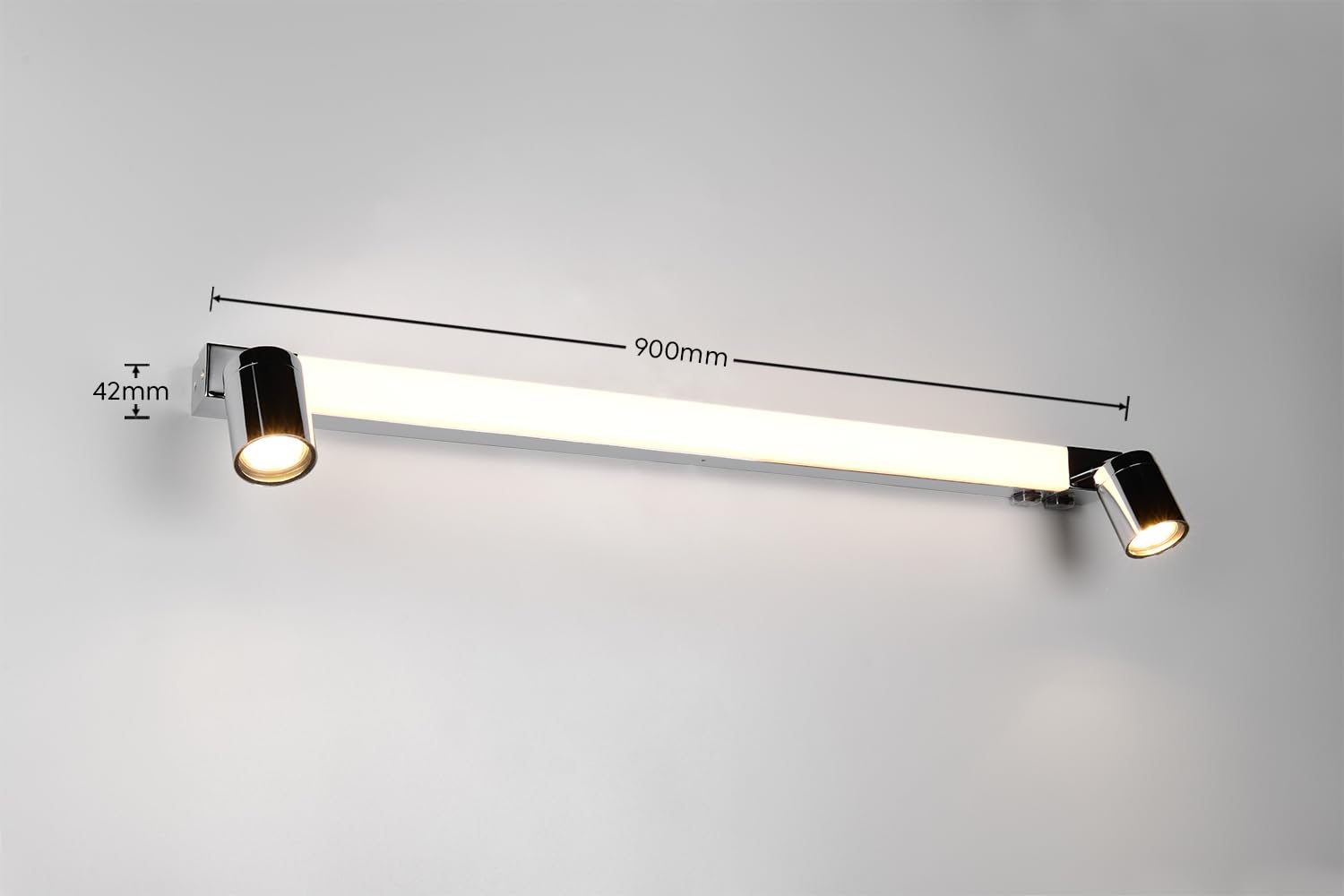 Trio Leuchten Lámpara de pared para baño LED ENRICO 281479306, metal cromado, LED de 9 vatios, excl. 2x GU10, color de luz ajustable