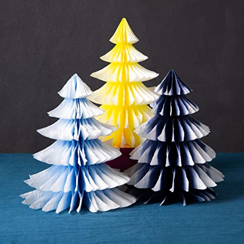 Talking Tables Premium Reusable Christmas Table Decorations-3 Pack Paper Honeycombs, Mini Xmas Trees for Tabletop Windowsill Display
