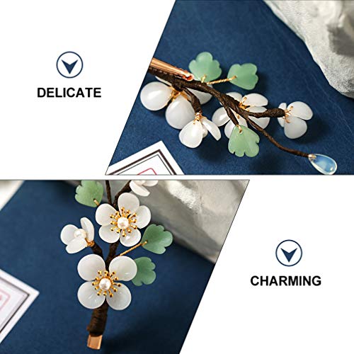 Lurrose Bridal Hair Clip Bridal Hair Clips Floral Hair Headdress Chinese Style Floral Hair Clips for Woman Girl Kids Tiara - Image 2