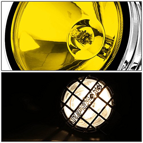 Image of Auto Dynasty 6 inch Round Fog Lights+Offroad Super 4X4 Guard+Switch Compatible with Grille /Brush /Bull bar (Amber Lens Chrome Housing)