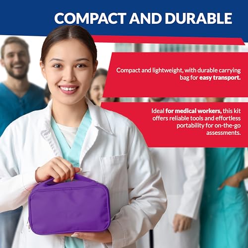 Image of Blood Pressure Monitor and Sprague Stethoscope Kit - 2-Pack, Adult Aneroid Sphygmomanometer with Dual-Head Stethoscope, Adjustable BP Cuff, Carrying Case & Accessories - Purple