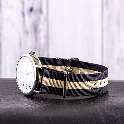 Image of Clockwork Synergy Classic Ballistic - 20mm Black & Beige Nylon Ballistic Watch Strap Band