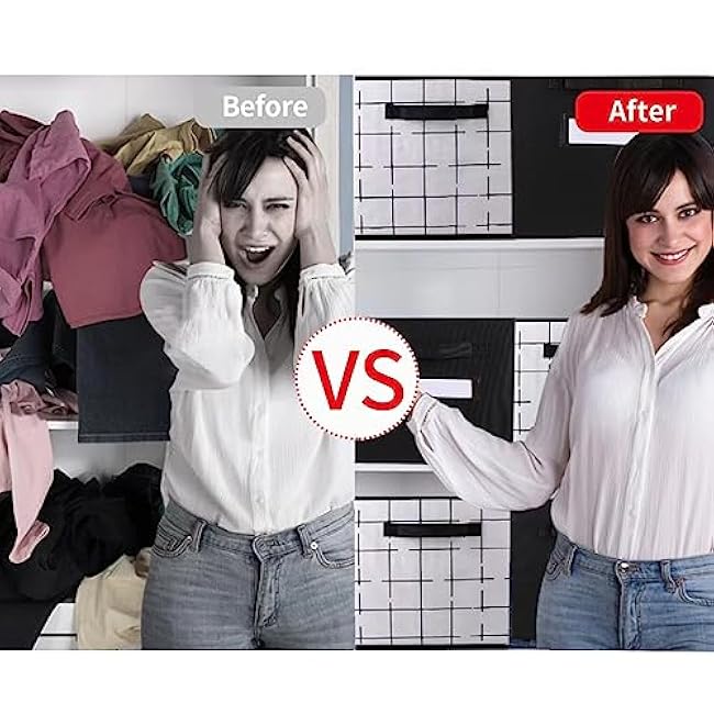 Storage Cubes. B&W Check Storage Cube Set, 6x 13inch Cube Storage Bins. Cubby Storage Bins for Cube Shelf Organizer, Closet Storage Basket and Room Organization. Collapsible Storage Bin Boxes (13X13X13 Inch)