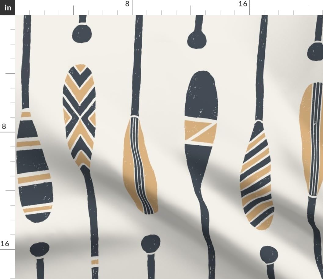 Spoonflower Fabric - Rustic Canoe Kayak Camping Summer Camp Geometric Paddles Paddle Large Printed on Petal Cotton Fabric Fat Quarter - Sewing Quilting Apparel Crafts Decor