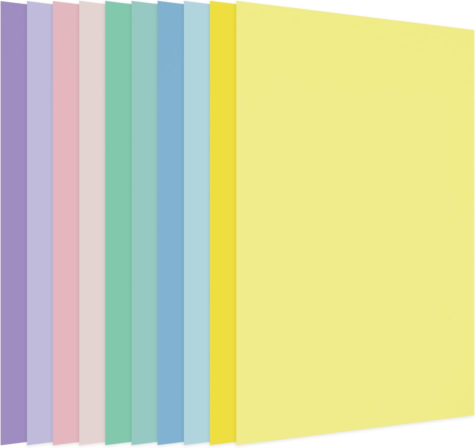 Whaline 150 Sheets 8.5 x 11 Inch Pastel Colored Card Stock Paper 10 Assorted Colors Solid Core Crafts Scrapbook Paper for Print DIY Boho Arts Making School Office Home Supplies, 65lb