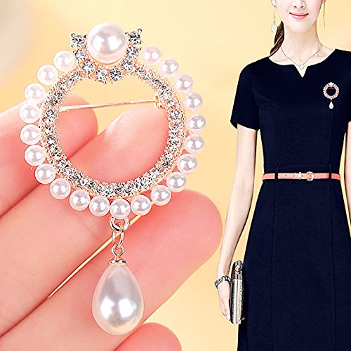 Image of Brooch Pins for Women，Pearl Crystal Gold Brooch Jewelry