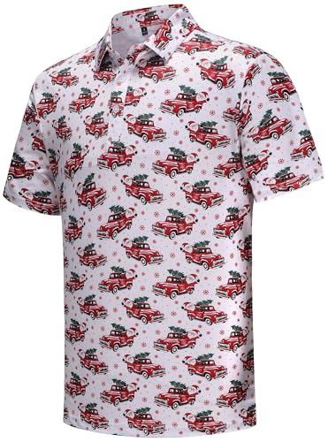 Christmas Mens Golf Polo Shirt Funny Golf Shirts for Men Performance Moisture Wicking Quick Dry Athletic Short Sleeve Shirts