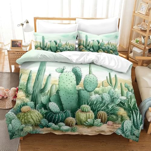 Housse de couette cactus fermeture éclair linge lit doux - 3