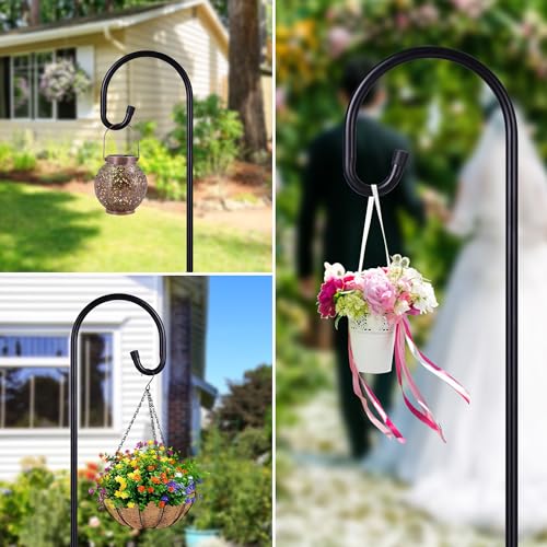 Image of Ottsuls Shepherd-Hooks Adjustable for Bird-Feeder Lantern Plant-Hook Garden-Stake - Plant Stand Hanger for Outdoor Flower Basket, Bird Feeder Hanger Weddings Decor
