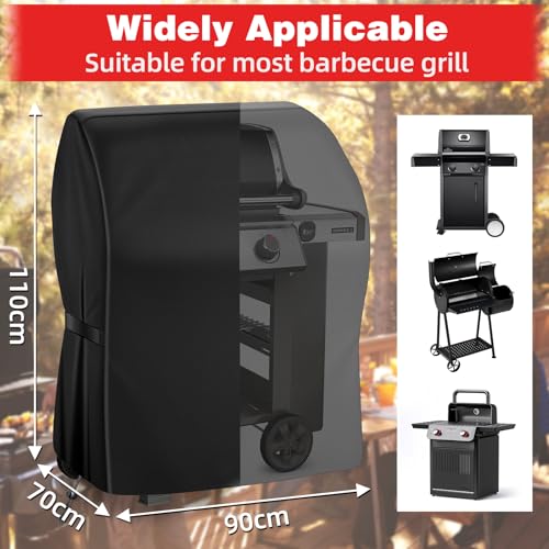 SPGOOD Grillabdeckung Wetterfest 420D Oxford-Stoff Grill Abdeckhaube Gasgrill Wasserdicht Staubdicht Schutzhülle Haube Abdeckplane Reißfest BBQ Cover, Universelle 90x70x110 cm