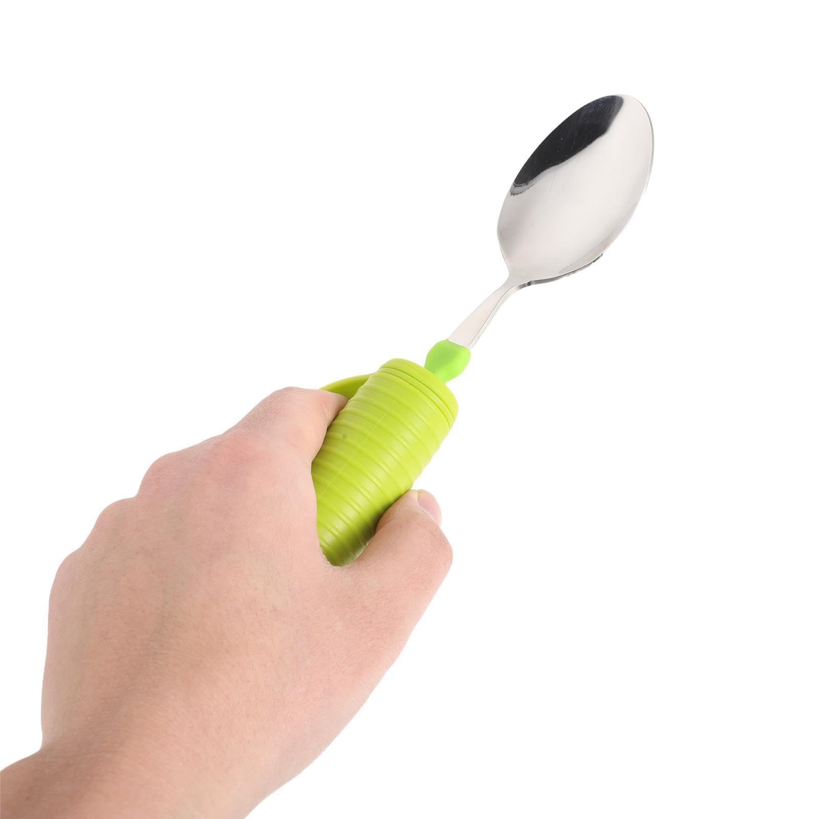 TEHAUX Juego de Cubiertos Antivibración Mango Ergonómico de Acero Inoxidable y Silicona para Personas Mayores, Vajilla Antiderrame para Entrenamiento y Alimentación Asistida en Casa