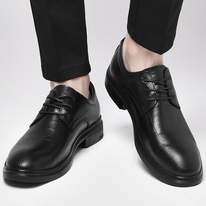 Men's Casual Business Oxford Dress Shoes Men Fashion Slip-On Pointed Toe Mid Chunky Heels Loafers Shoes Non Slip Casual Business Work Oxfords for Men2