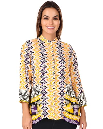 Image of BoheeWohee Casual Bohemian Top - Stylish 100% Rayon Top with Front Button Opening