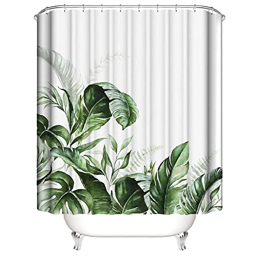 HORIWE Duschvorhang 3D Steinmuster Anti-Schimmel Wasserdichter Duschvorhang 180x180 mit 12 Duschvorhang Ringe (Botanisches Muster A) Cover