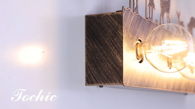 Image of TOCHIC Rustic Bathroom Vanity Light Over Mirror, 4 Lights Farmhouse Light Fixtures for Makeup Shaving, Dimmable Western Deer Sconces Wall Lighting for Mirror Cabinets, Powder Room, 24 inch L