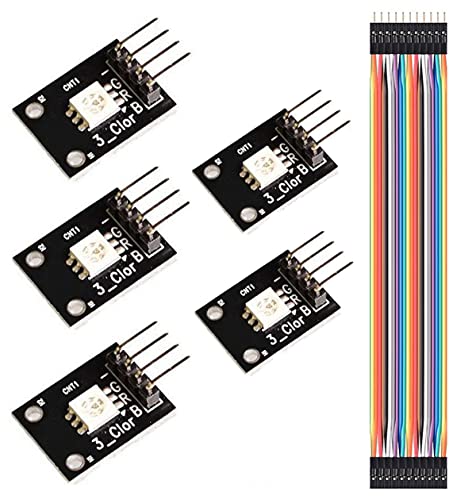 Youmile 5 Pcs SMD LED Module 3 Color Light 5050 PWM RGB KY-009 for Arduino MCU Raspberry DIY Electronic Kit Pcb Board with Dupont Cable