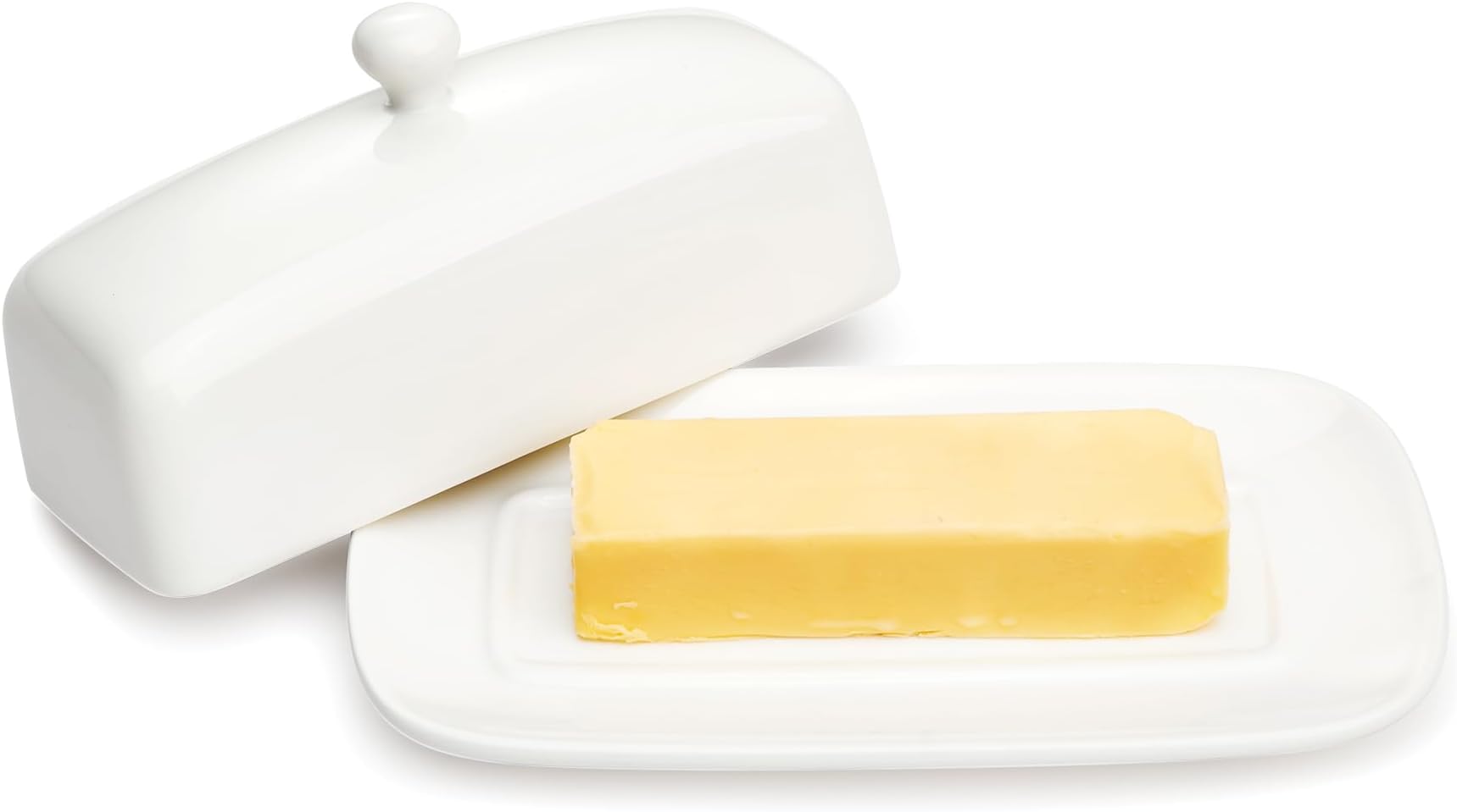 3156 Porcelain Butter Dish with Lid, Perfect for East/West Butter, White