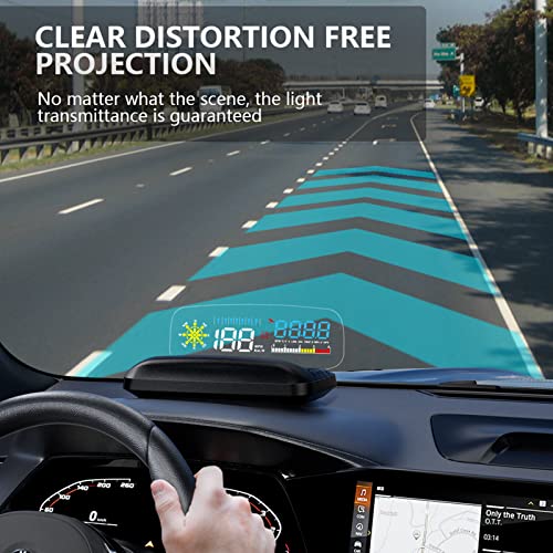 Image of wiiyii Car HUD C5, Head-Up Display, OBDII & GPS Scanner, Vehicle Speed, Fuel Consumption, Clear Fault Code, Compatible with All Cars