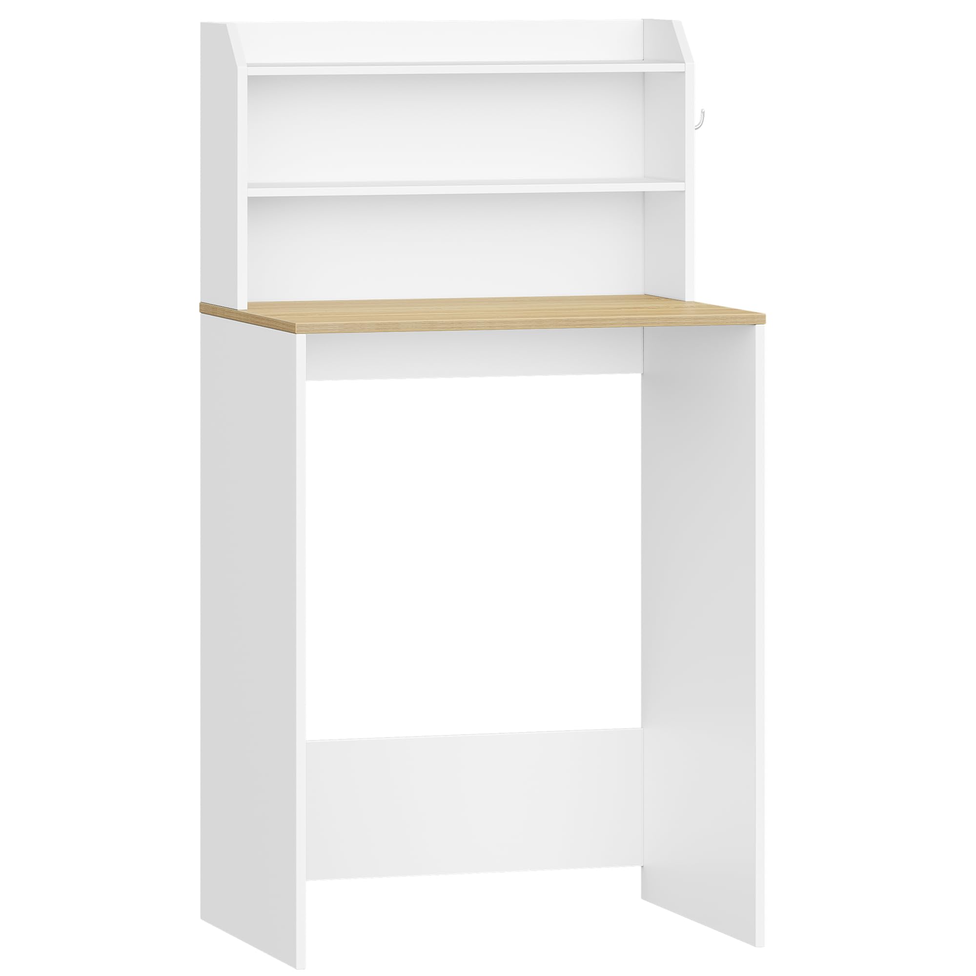 Hzuaneri Mobile Lavatrice, 50 x 68 x 128 cm, Bianco-Rovere | Mobile Sopra Lavatrice, Scomparti Aperti, Scaffale da Bagno, Adatto per lavatrici e asciugatrici, LR00103X