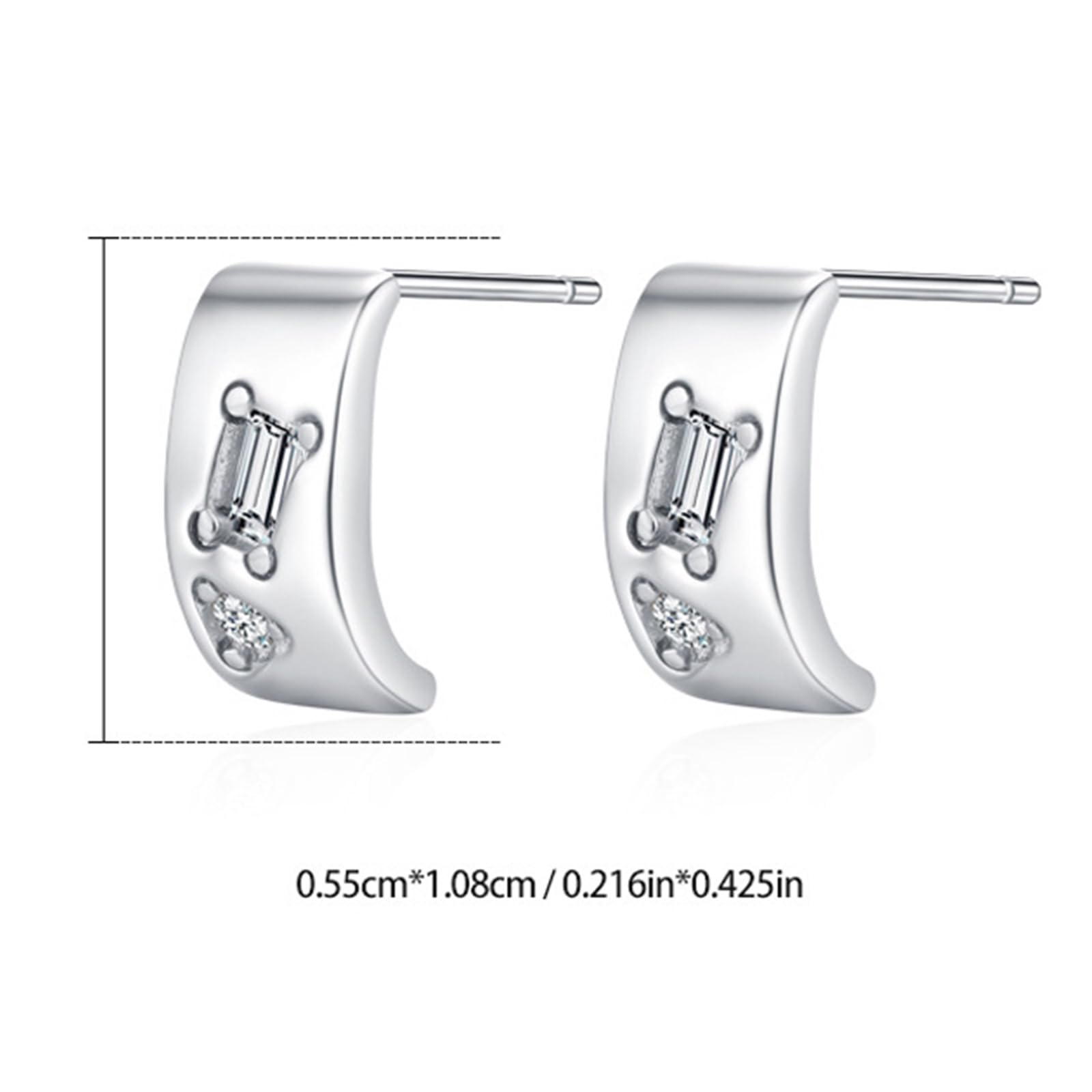 Kolczyki sztyfty białe złoto 750 585 375 damskie kolczyki geometryczne w kształcie litery C z prostokątnymi okrągłymi kolczykami Moissanite kolczyki na sztyfcie prawdziwa biżuteria na wesele