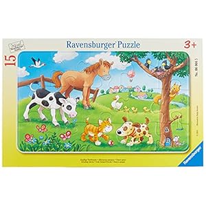 Ravensburger Kinderpuzzle – 06066 Knuffige Tierfreunde – Rahmenpuzzle für Kinder ab 3 Jahren, mit 15 Teilen