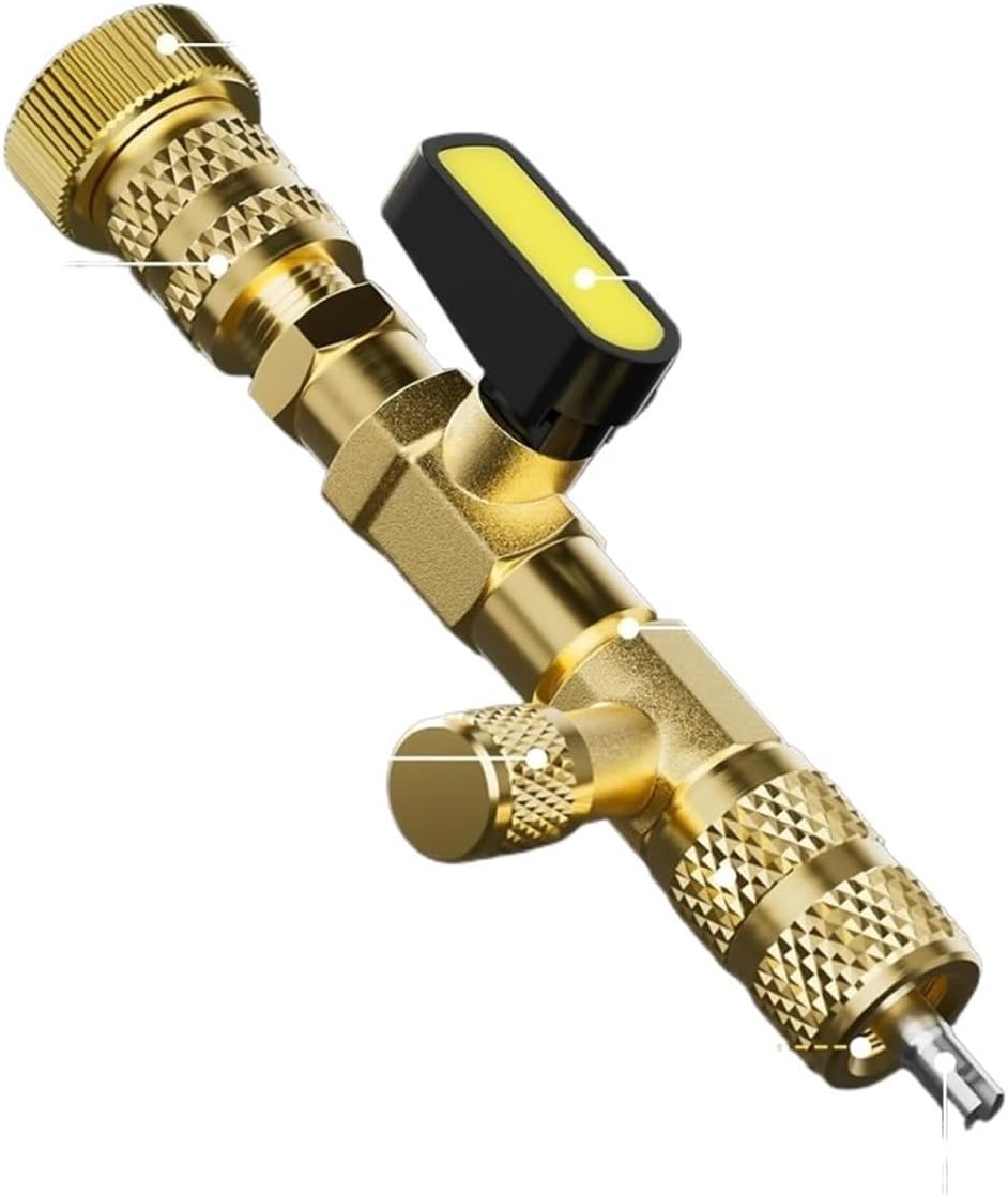 Valve Core Remover Installer Tool 1/4 and 5/16 Port Brass Adapter, Valve Tool for R22 R410a Refrigerant with 20pcs Valve Cores