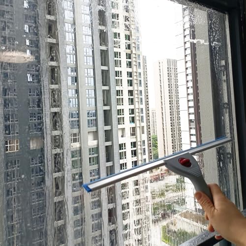 Image of Car Window Cleaning Squeegee 45cm 18 Inch Water Wiper for Bathroom Glass Home Mirror Wall Tiles Silicone Blade Plastic Handle (18IN /45CM, Blue)