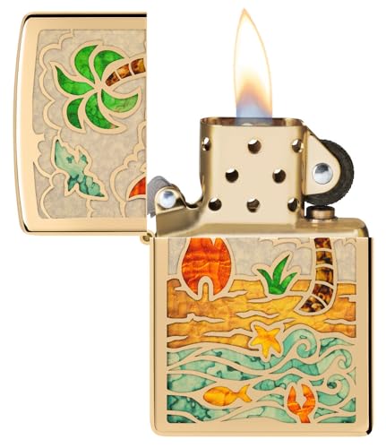 Encendedor Zippo diseño Beach Day latón pulido miniatura 4