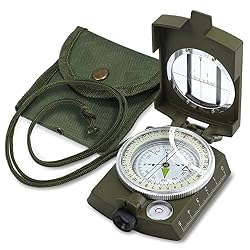 Anbte Brújula Militar Brújula Profesional Impermeable en Metal Resistente a Caídas y Duradera con Bolsa Brújula Portátil Camping Senderismo Brújula de Trekking