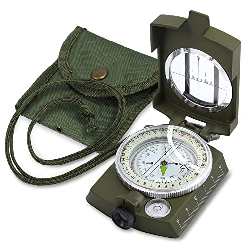 Anbte Kompass Militär Marschkompass Professioneller Navigation Compass mit Tragetasche Wasserdichter Peilkompass Taschenkompass für Jagd Camping Wandern Outdoor-Aktivitäten