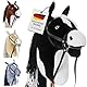 Hoofly® Hobby Horse Schwarz (Schecke) - Großes Steckenpferd für Kinder A3 mit Schraubstab/Horsing Hobby Horse Pferde Set mit Trense in 4 Farben/Steckenpferde Stockpferd mit Zubehör Hors