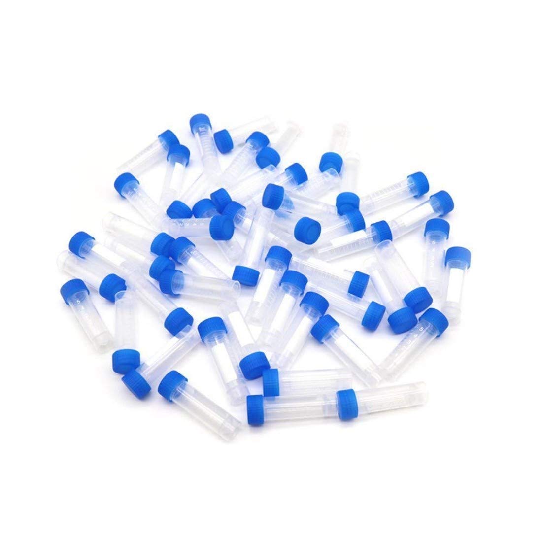DIY Crafts Pack Of 125 Pc, Clear Color, Plastic Clear Color Graduated Vial Tube with Screw White & Random Caps Refilla (Pack Of 125 Pc, Clear Color) 1