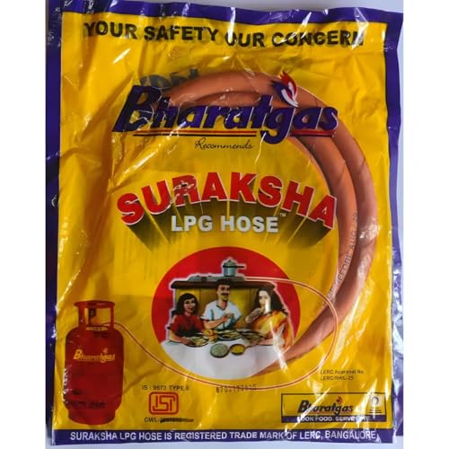 Image of LPG Gas Pipe - Steel Web Braided Hose with 2 Metal Clamps, 5 Years Warranty - Safe for Gas Stoves